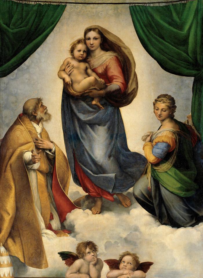 RAFAEL_-_Madonna_Sixtina_(Gemäldegalerie_Alter_Meister,_Dresden,_1513-14._Óleo_sobre_lienzo,_265_x_196_cm).jpg